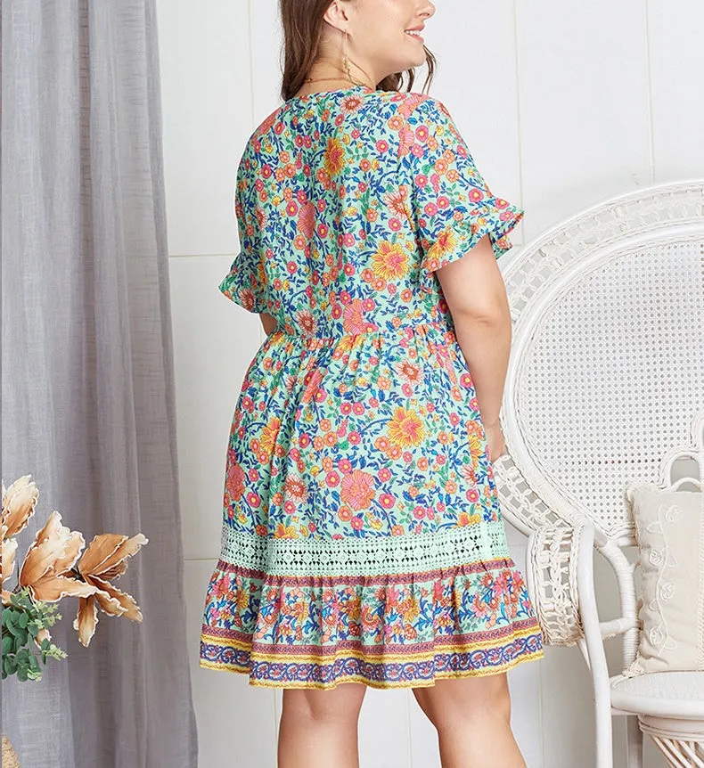 Summer Print Elegant Large Size Dress