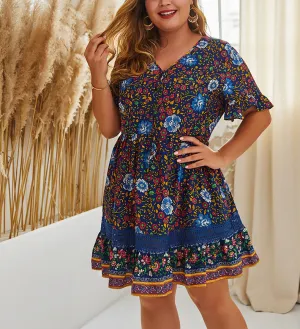 Summer Print Elegant Large Size Dress