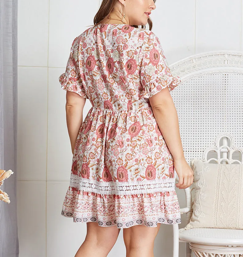 Summer Print Elegant Large Size Dress
