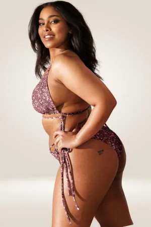 TGC Boutique Pink Glitter Print Recycled Plus Size Bikini