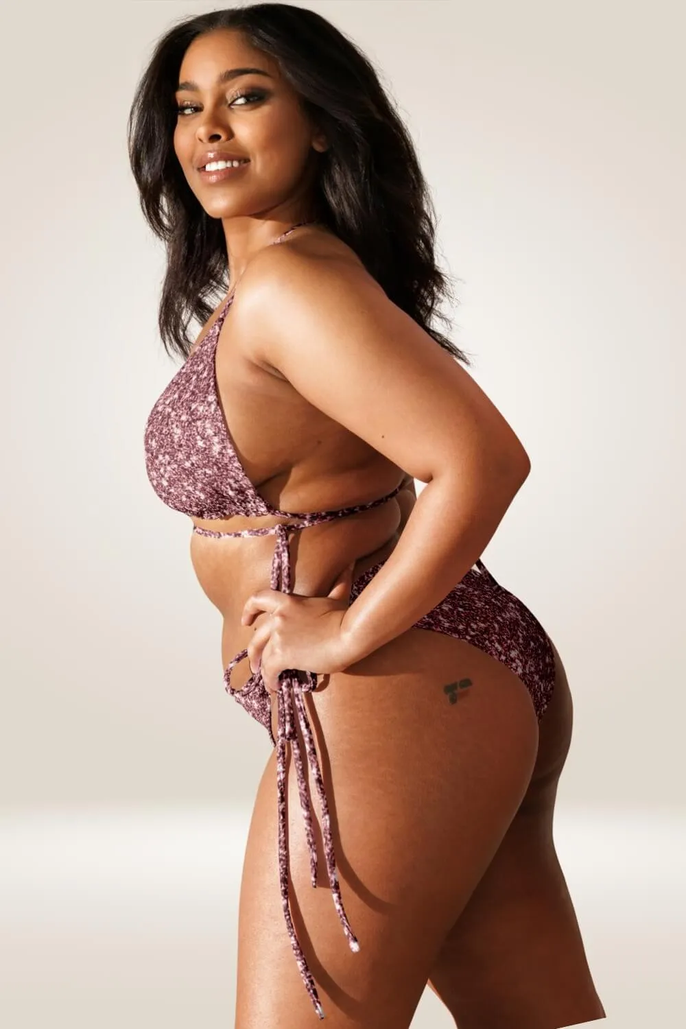 TGC Boutique Pink Glitter Print Recycled Plus Size Bikini