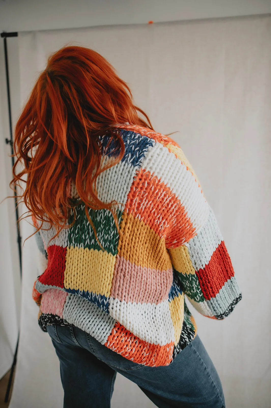The Rainbow Square Knit Cardigan - PLUS