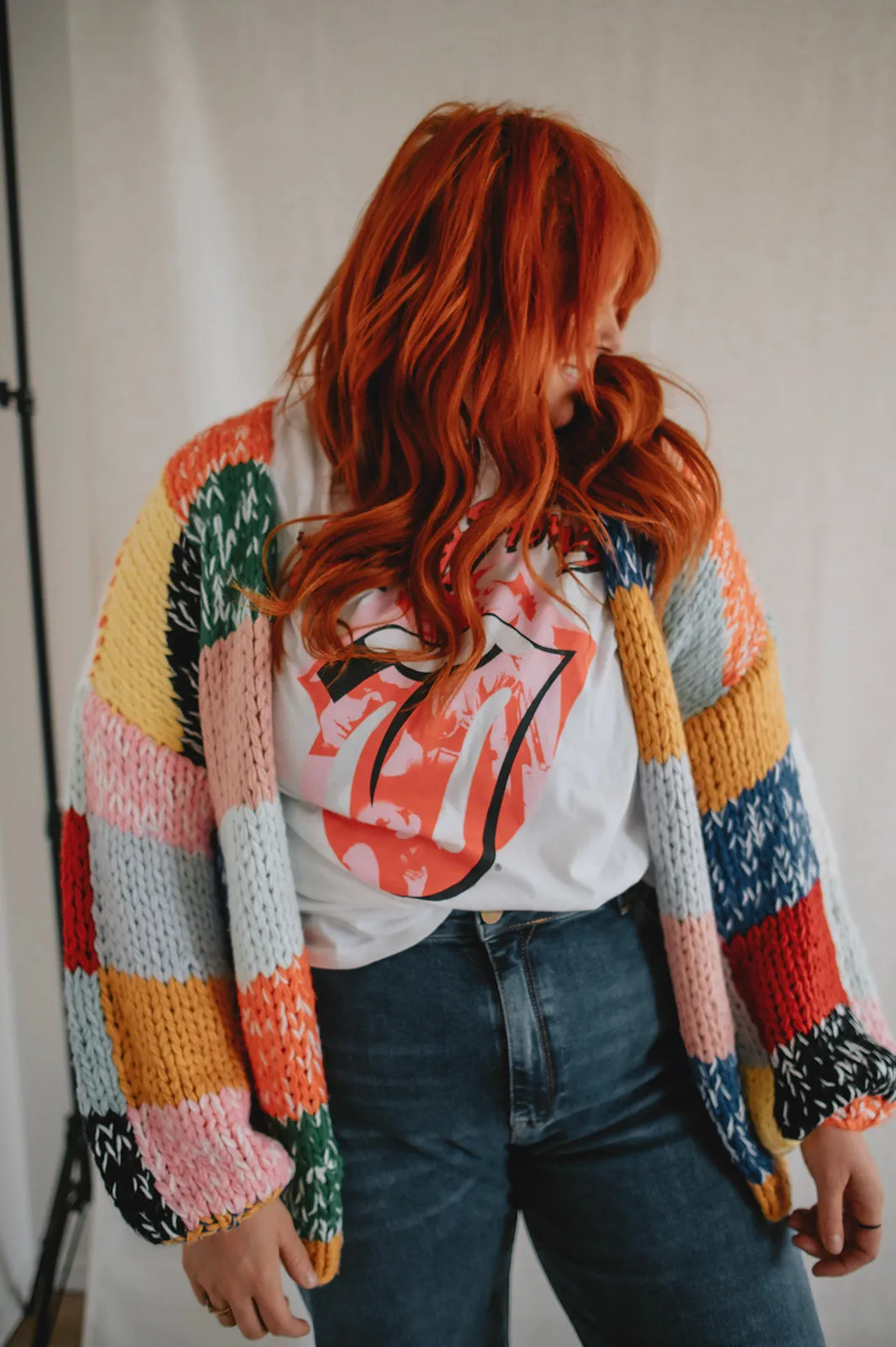 The Rainbow Square Knit Cardigan - PLUS