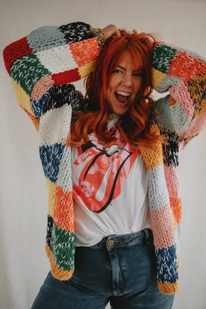 The Rainbow Square Knit Cardigan - PLUS