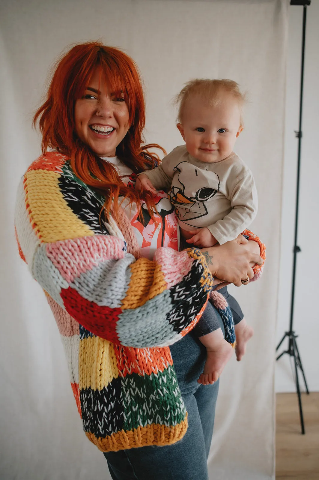The Rainbow Square Knit Cardigan - PLUS