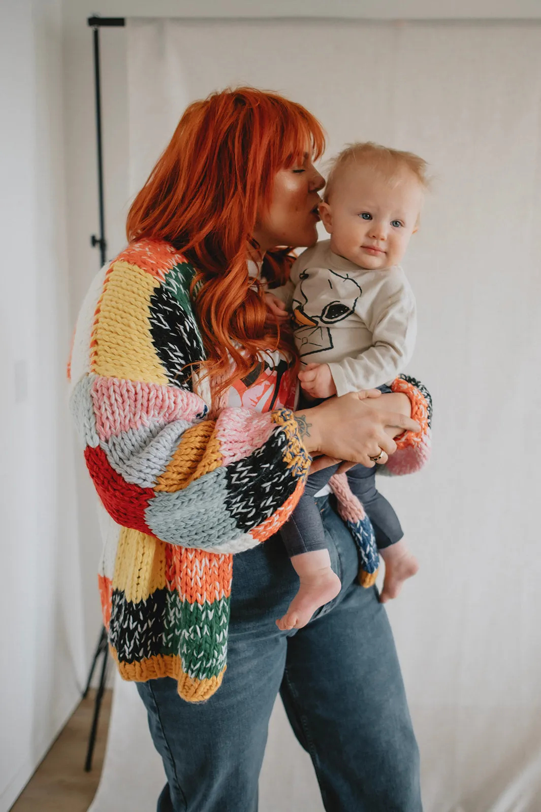 The Rainbow Square Knit Cardigan - PLUS