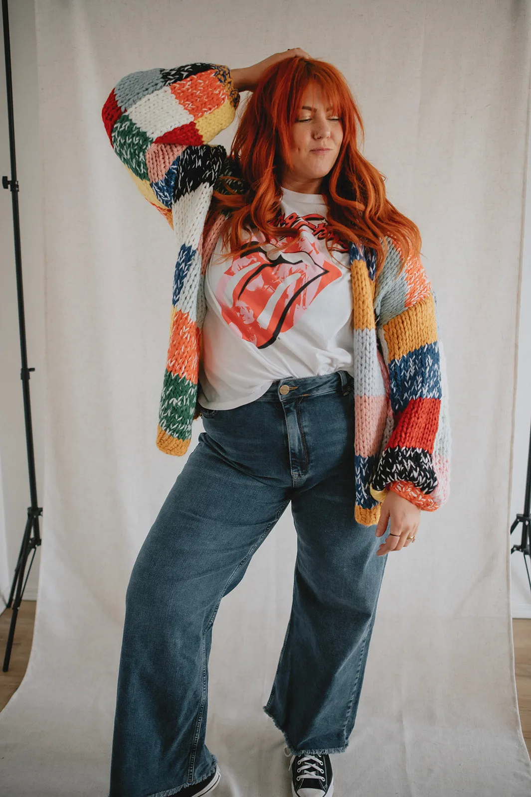 The Rainbow Square Knit Cardigan - PLUS