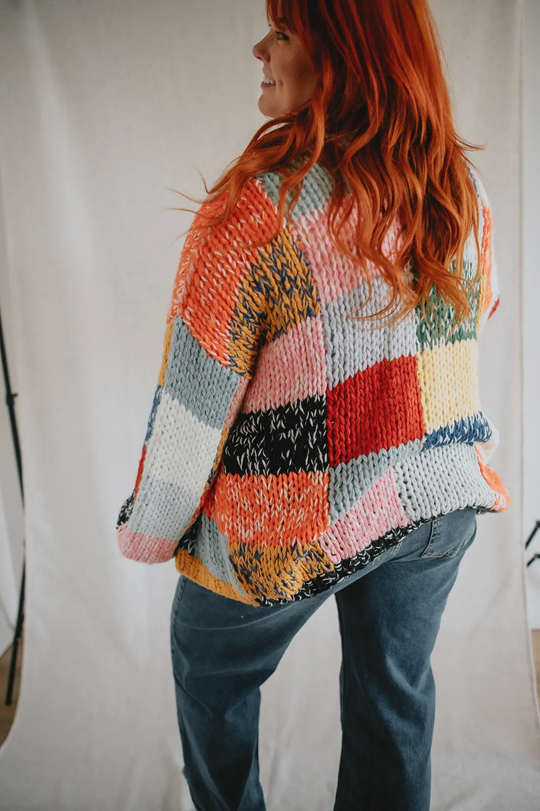 The Rainbow Square Knit Cardigan - PLUS