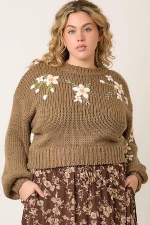 The Wren Embroidered Floral Sweater - PLUS