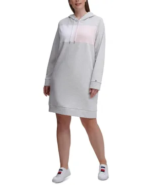 Tommy Hilfiger Womens Plus Size Colorblocked Hoodie Dress W0JD0392