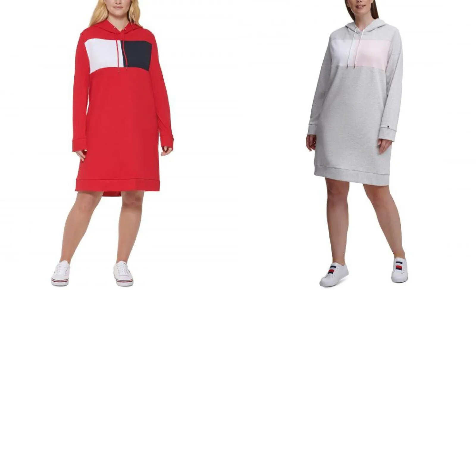Tommy Hilfiger Womens Plus Size Colorblocked Hoodie Dress W0JD0392