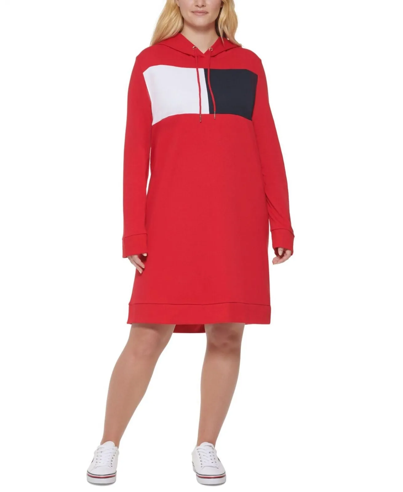 Tommy Hilfiger Womens Plus Size Colorblocked Hoodie Dress W0JD0392
