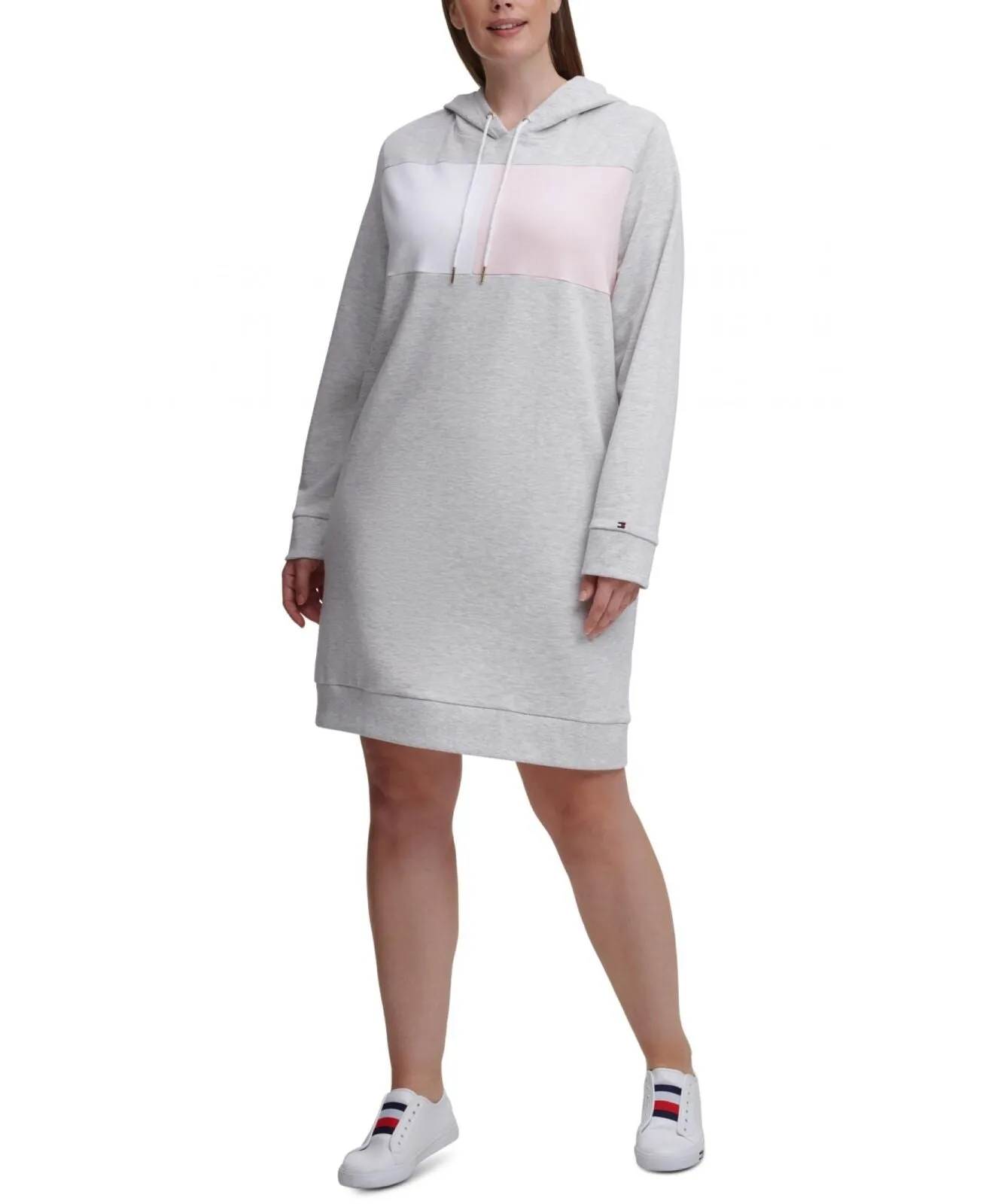 Tommy Hilfiger Womens Plus Size Colorblocked Hoodie Dress W0JD0392