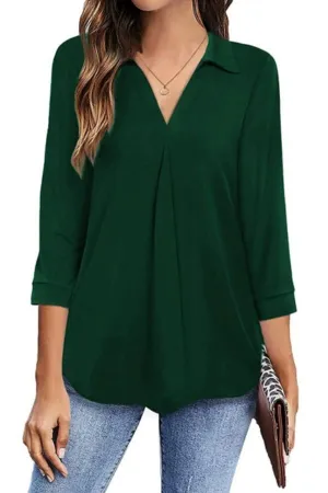 V Neck Solid Color Stylish Shirt