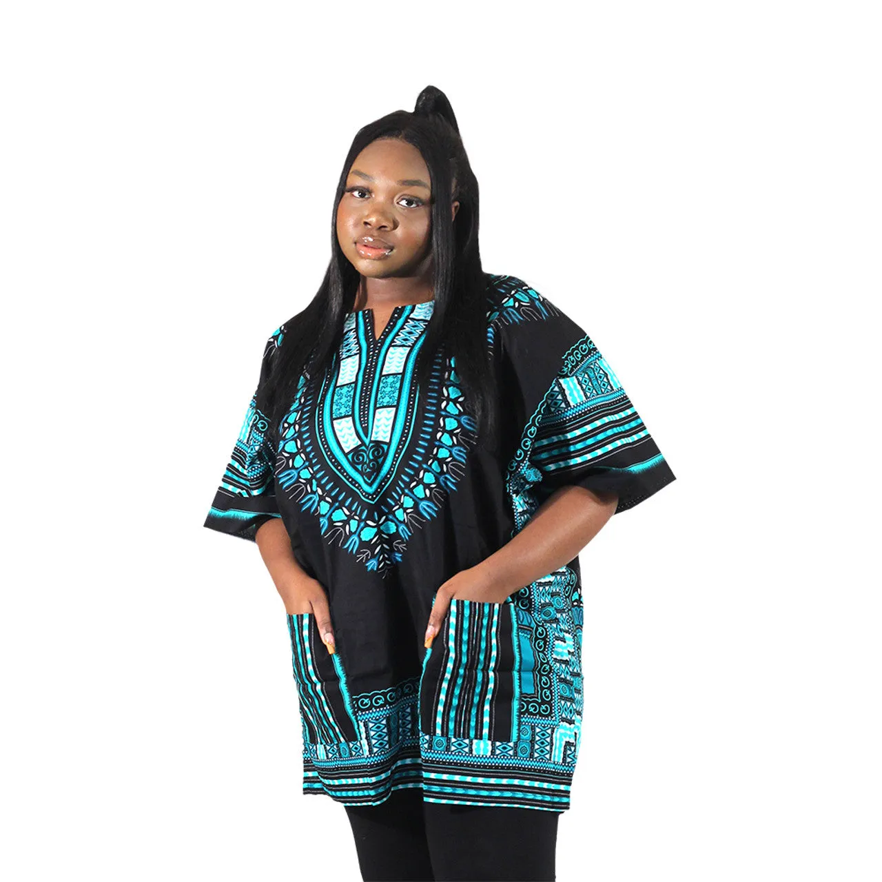 Vibrant African Dashiki with Front Pockets – Bold, Comfortable & Stylish (XL-6X)