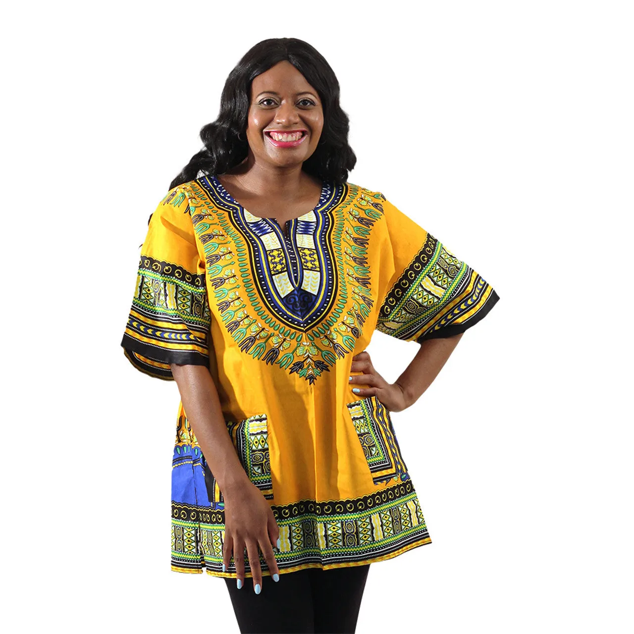 Vibrant African Dashiki with Front Pockets – Bold, Comfortable & Stylish (XL-6X)