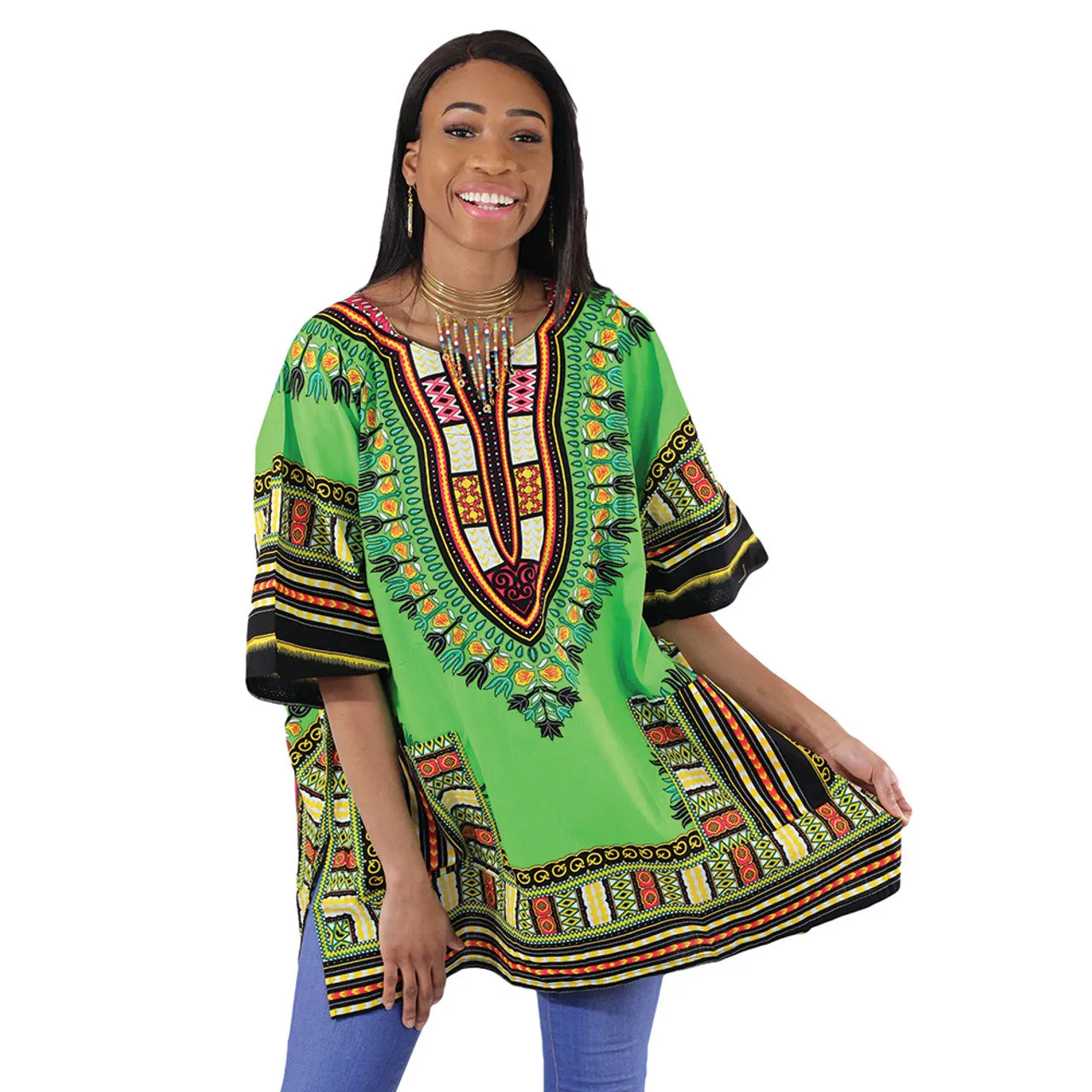 Vibrant African Dashiki with Front Pockets – Bold, Comfortable & Stylish (XL-6X)