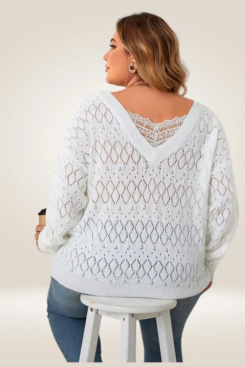 White Knitted Plus Size Sweater
