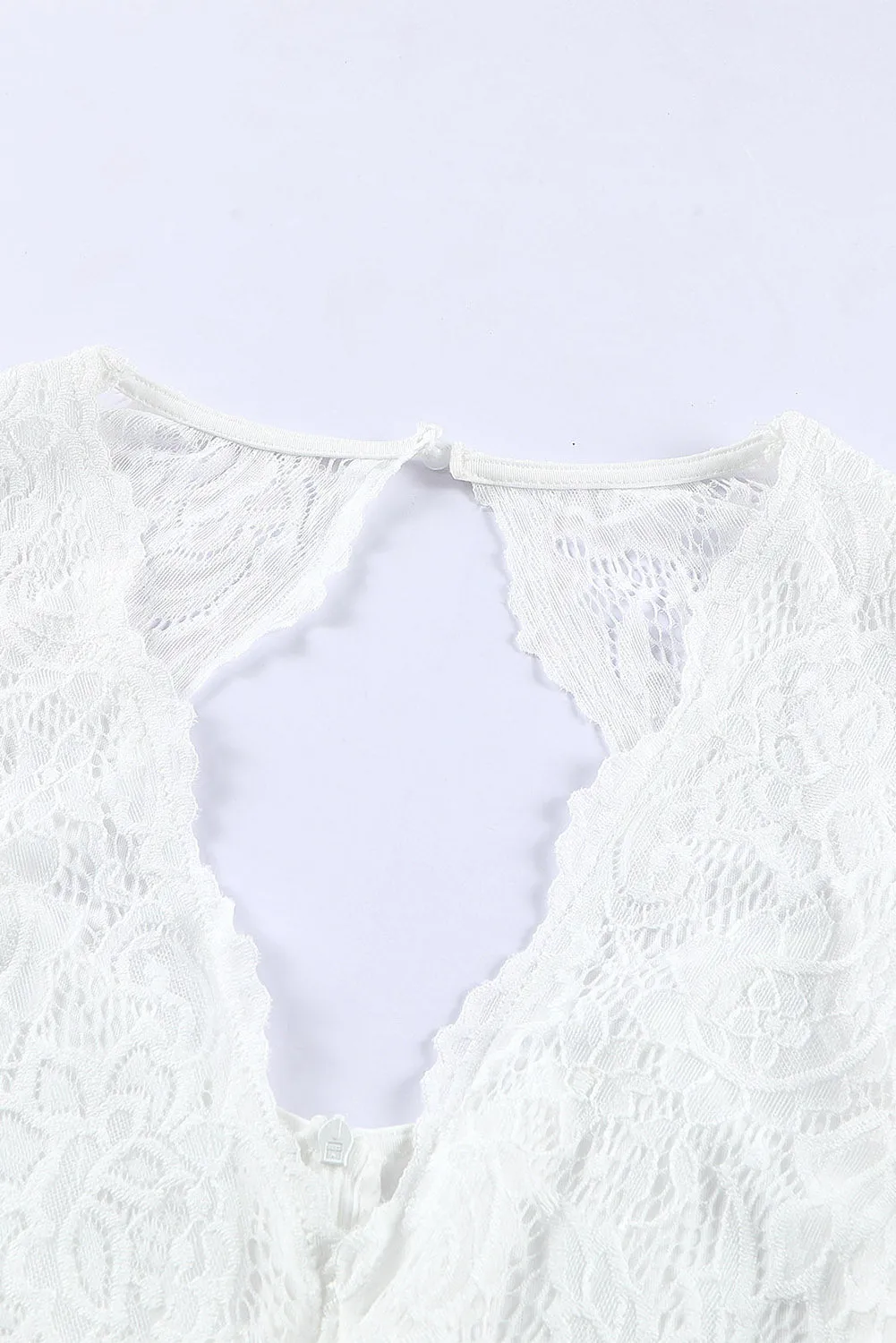 White Plus Size High-Low Lace Contrast Evening Dress