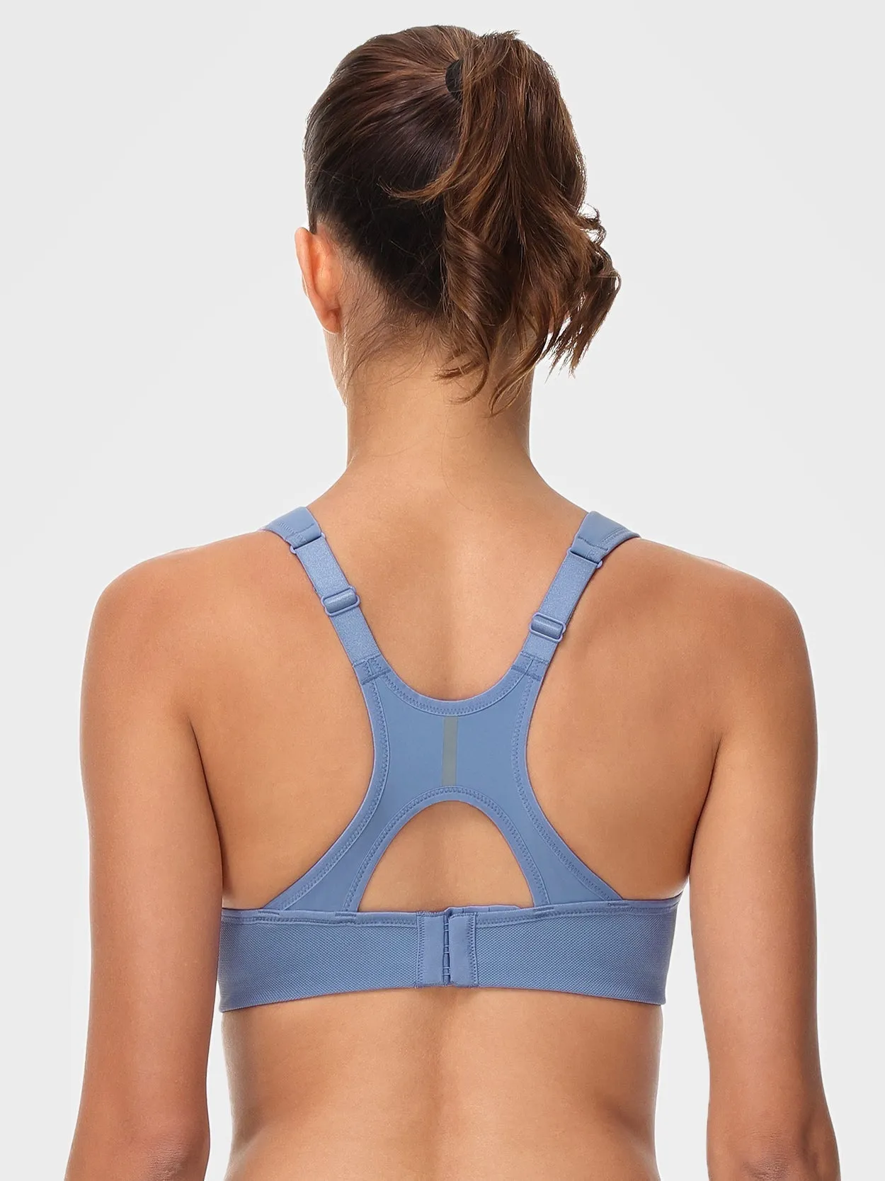Wirefree Reflective Stripe Bras Plus Size Grey Blue