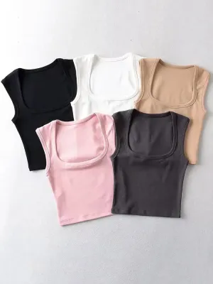 Women&#8217;s Sling Vest Camis Vests Summer High-precision 2025 New Collar Streamlined Sexy Tops Deep Square Fashion Crop