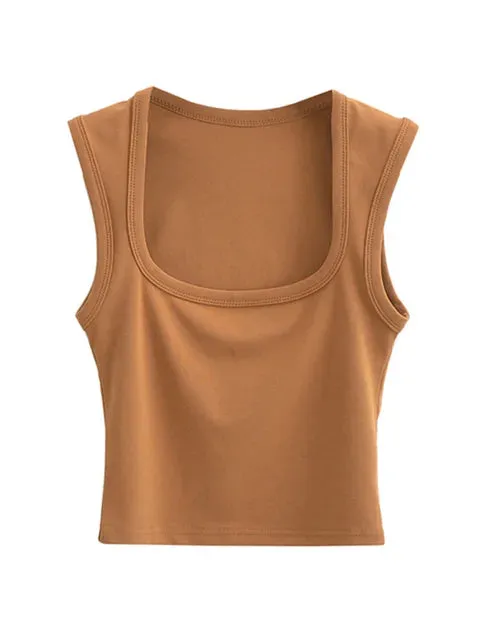 Women&#8217;s Sling Vest Camis Vests Summer High-precision 2025 New Collar Streamlined Sexy Tops Deep Square Fashion Crop