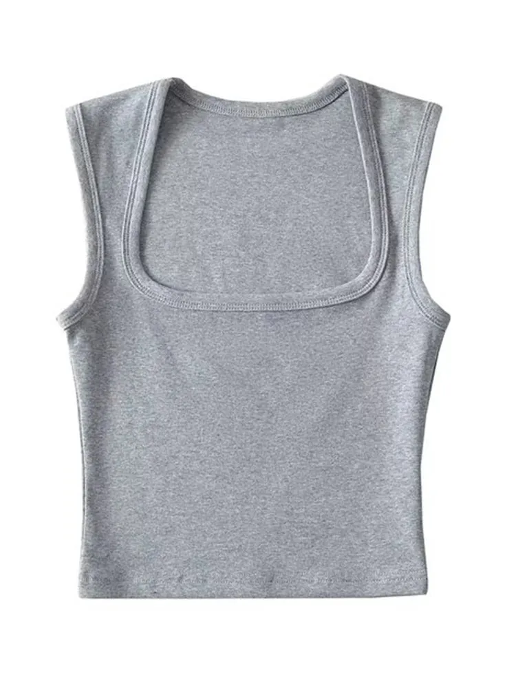 Women&#8217;s Sling Vest Camis Vests Summer High-precision 2025 New Collar Streamlined Sexy Tops Deep Square Fashion Crop