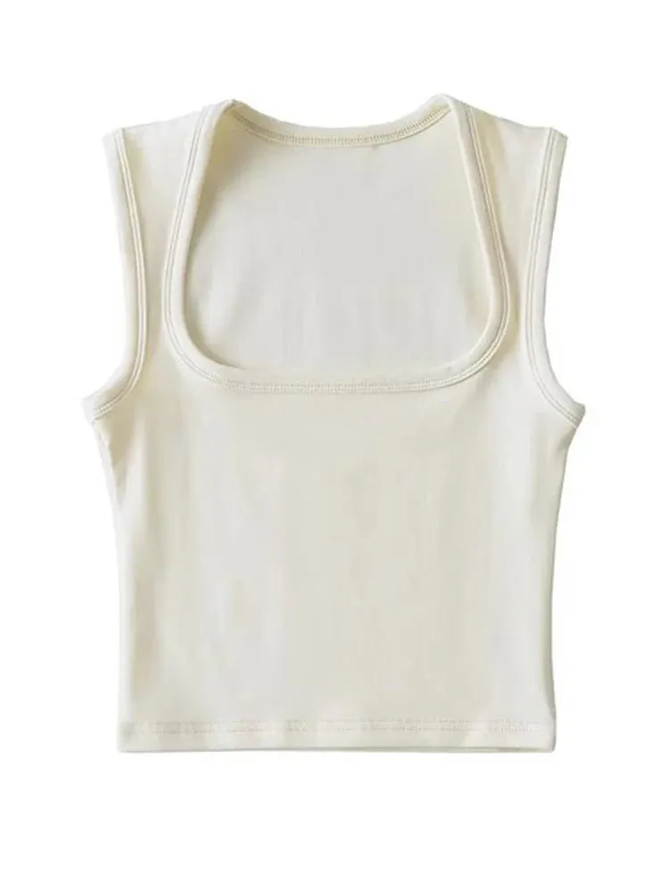 Women&#8217;s Sling Vest Camis Vests Summer High-precision 2025 New Collar Streamlined Sexy Tops Deep Square Fashion Crop