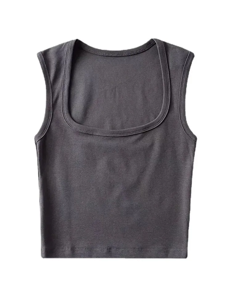 Women&#8217;s Sling Vest Camis Vests Summer High-precision 2025 New Collar Streamlined Sexy Tops Deep Square Fashion Crop