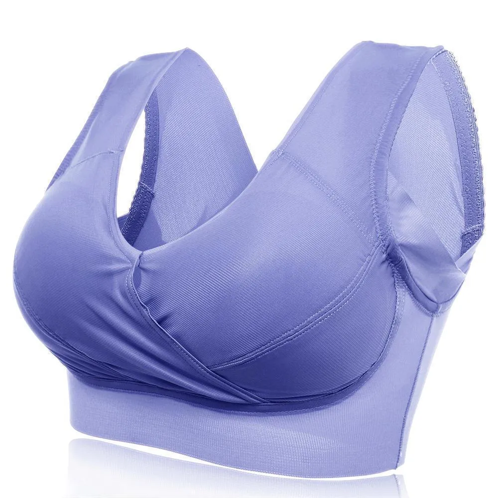 Women's Plus Size Breathable Comfy Seamless Wireless Padded Sports Bra