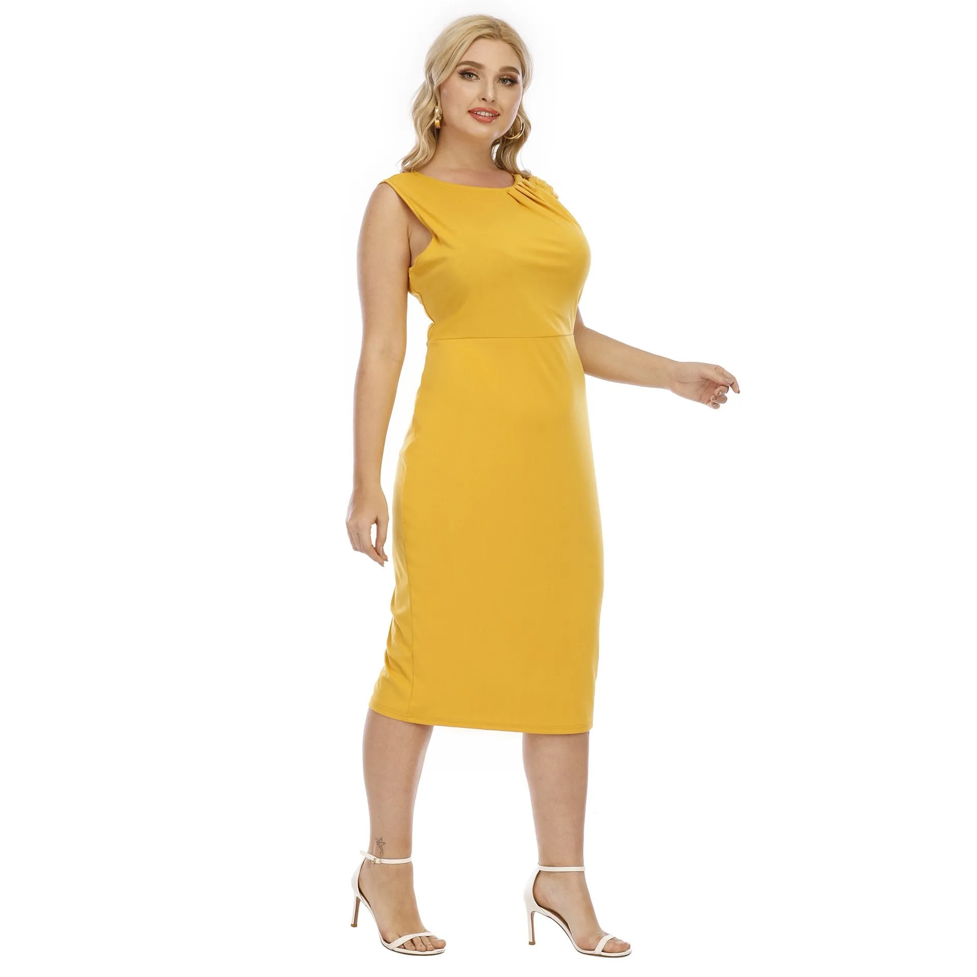 Yellow Plus Size Elegant Evning Dresses
