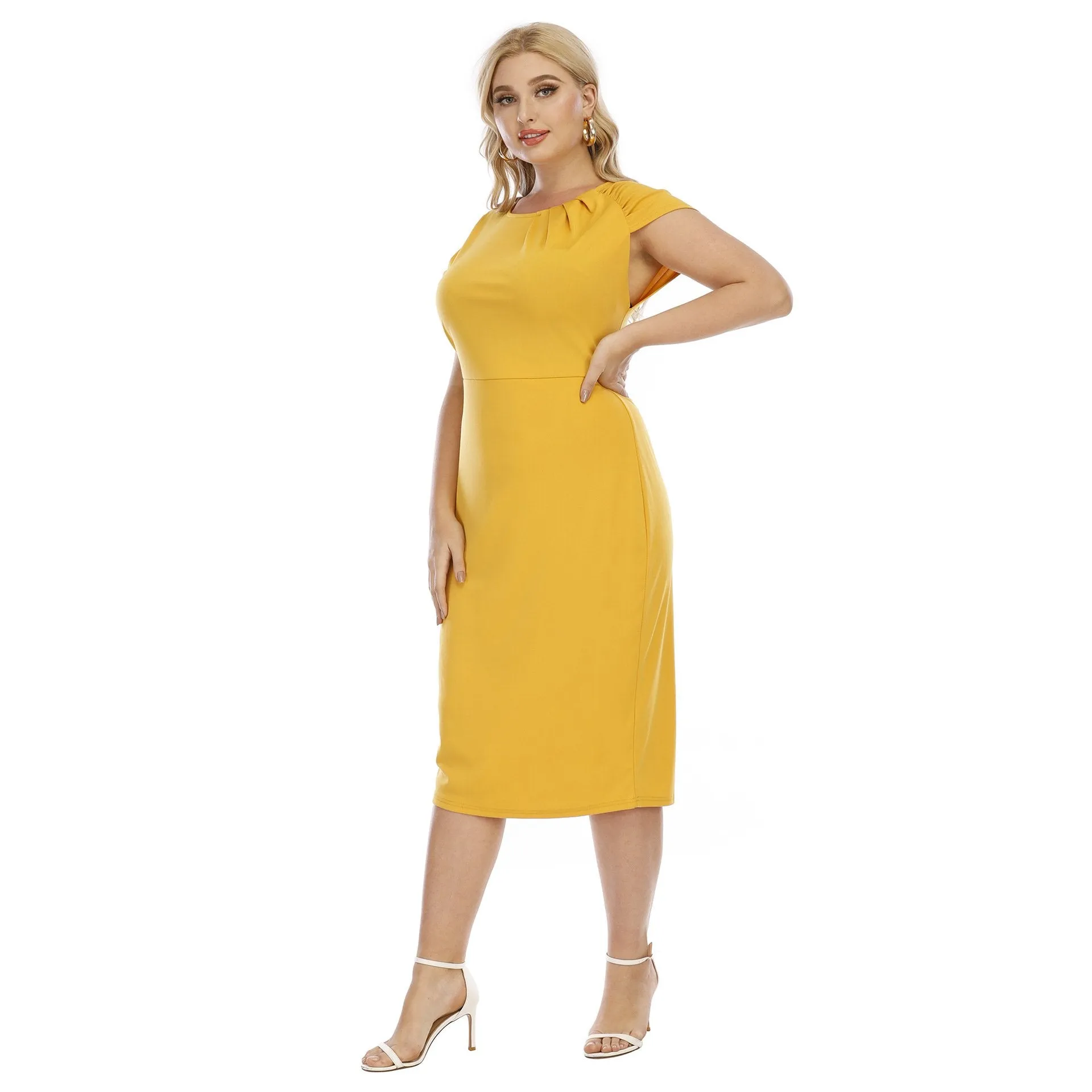 Yellow Plus Size Elegant Evning Dresses