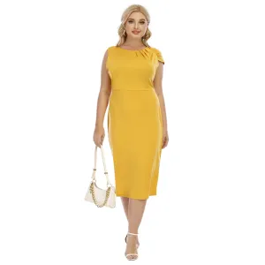 Yellow Plus Size Elegant Evning Dresses