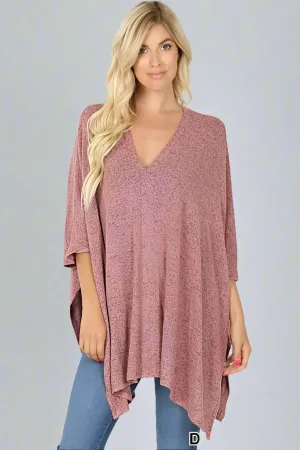 zenana premium PLUS BRUSHED MELANGE SWEATER   DUSTY ROSE